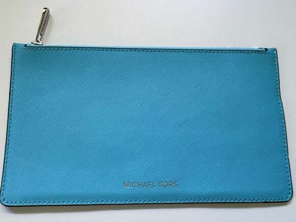 Michael Kors Handbags - Michael Kors Saffiano Leather Zip Pouch Wristlet in Aquamarine Like New